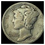 1921-D Silver Mercury Dime NEARLY  UNCIRCULATED