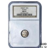 1862/1 Silver Three Cent NGC MS61