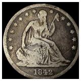 1842 Silver Half Dollar (Seated Liberty) LIGHTLY C