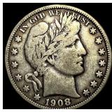 1908 Silver Barber Half Dollar LIGHTLY CIRCULATED