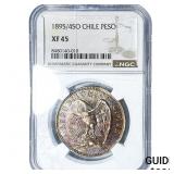 1895/4-SO Chile Silver 1 Peso NGC XF45
