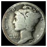 1921 Silver Mercury Dime LIGHTLY CIRCULATED