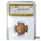 1828 Classic Head Half Cent PGA MS64 Red