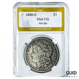 1885-O Morgan Silver Dollar PGA F15 Hot Lips