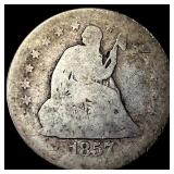 1857-O Silver Seated Liberty Quarter NICELY CIRCUL