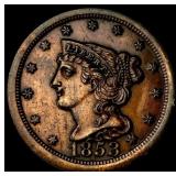 1853 Braided Hair Half Cent LIGHTLY CIRCULATED