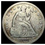 1846-O Silver Seated Liberty Dollar NEARLY UNCIRCU