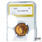 1855 Braided Hair Large Cent PGA MS64RB