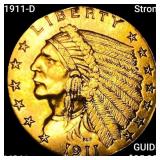 1911-D Strong $2.50 Gold Quarter Eagle UNCIRCULATE