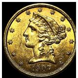 1907 $5 Gold Half Eagle
