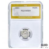 1861 Seated Liberty Half Dime PGA MS64
