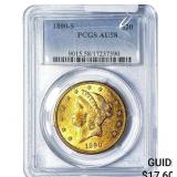 1890-S $20 Gold Double Eagle PCGS AU58