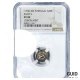 (1706-50) Portugal Silver 20 Reis Toned! NGC XF40