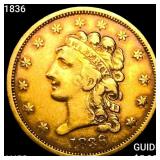 1836 $2.50 Gold Quarter Eagle CHOICE AU