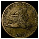 1858 Copper-Nickel Flying Eagle Cent NEARLY UNCIRC