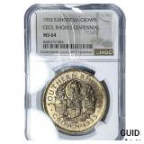 1953 S. Rhodesia Silver 1 Crown NGC MS64
