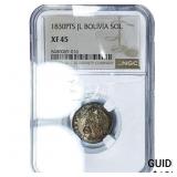 1830-PTS Bolivia Silver 1 Sol NGC XF45