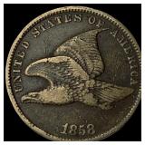 1858 Copper-Nickel Flying Eagle Cent NEARLY  UNCI