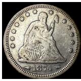 1874-S Silver Seated Liberty Quarter LIGHTLY CIRCU