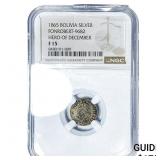 1865 Bolivia Hero of December Silver Medal NGC F15