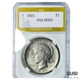 1921 Silver Peace Dollar PGA MS63