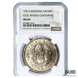 1953 S. Rhodesia Silver 1 Crown NGC MS64