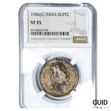 1906(C) British India Silver Rupee NGC VF35