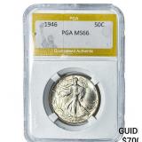 1946 Walking Liberty Half Dollar PGA MS66