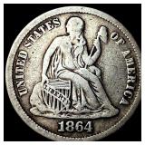1864-S Silver Seated Liberty Dime LIGHTLY CIRCULAT