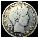 1894 Silver Half Dollar (Barber) LIGHTLY CIRCULATE
