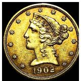 1902 $5 Gold Half Eagle