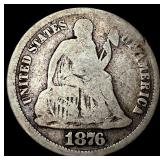 1876-CC Silver Seated Liberty Dime NICELY CIRCULAT