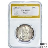 1921-D Pilgrim Half Dollar PGA MS67