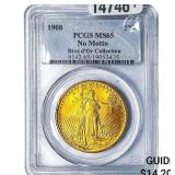 1908 $20 Gold Double Eagle PCGS MS65 No Motto