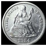 1884 Seated Liberty Dime CHOICE AU