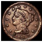 1851 Braided Hair Large Cent NEARLY  UNCIRCULATED