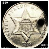 1869 Silver Three Cent CHOICE BU