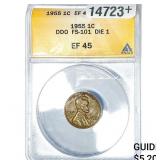 1955 Wheat Cent ANACS EF45 DDO Die 1