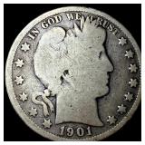 1901-S Silver Barber Half Dollar NICELY CIRCULATED