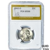 1942-D Washington Silver Quarter PGA MS66