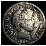 1896-S Silver Barber Dime NICELY CIRCULATED
