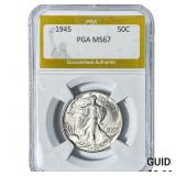 1945 Walking Liberty Half Dollar PGA MS67