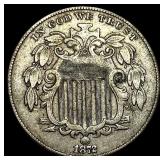 1872 Shield Nickel NEARLY UNCIRCULATED