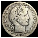 1894-S Silver Barber Half Dollar LIGHTLY CIRCULATE