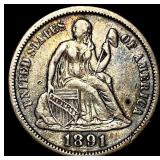 1891 Silver Dime CLOSELY UNCIRCULATED