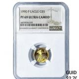1990 Gold $5 American Eagle 1/10oz NGC PF69 Ultra