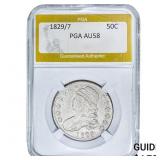 1829/7 Capped Bust Half Dollar PGA AU58
