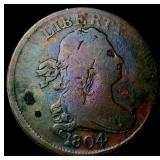 1804 Copper Half Cent Plain 4 No Stems NEARLY UNCI