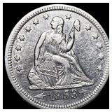 1853 Arrows Seated Liberty Quarter CLOSELY  UNCIR