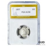 1837 Capped Bust Dime PGA AU58